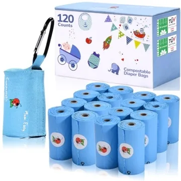 MOM EASY Compostable Diaper Disposable Bags: 120 Counts, Eco-Friendly, Odor-Free