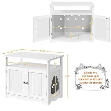 Yaheetech Cat Litter Box Enclosure, Litter Box Furniture Hidden with Removable Divider, Indoor Cat House with Storage Shelf, Wooden Cat Washroom Pet Side Table Storage Cabinet