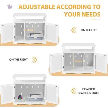 Yaheetech Cat Litter Box Enclosure, Litter Box Furniture Hidden with Removable Divider, Indoor Cat House with Storage Shelf, Wooden Cat Washroom Pet Side Table Storage Cabinet