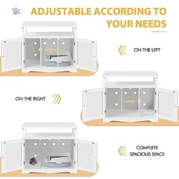 Yaheetech Cat Litter Box Enclosure, Litter Box Furniture Hidden with Removable Divider, Indoor Cat House with Storage Shelf, Wooden Cat Washroom Pet Side Table Storage Cabinet