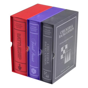 WS Game Company Battleship, Checkers and Backgammon, and Trivial Pursuit Vintage Board Game Bookshel...