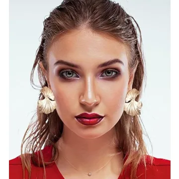 LOKLIFFAI Ginkgo Leaf Earrings - Stylish Gold Statement Jewelry