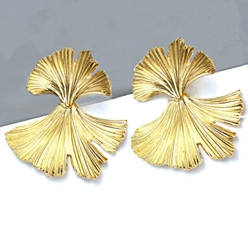 LOKLIFFAI Ginkgo Leaf Earrings - Stylish Gold Statement Jewelry