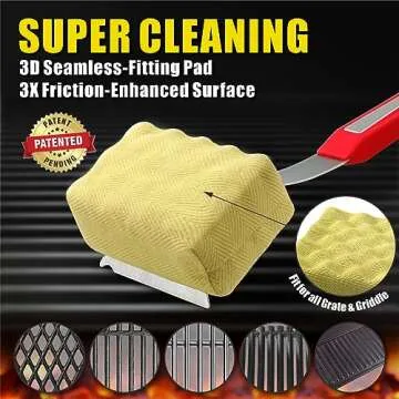 GRILLART Grill Brush Bristle Free. SteamWizards BBQ Replaceable Cleaning Head, Unique Seamless-Fit Scraper Tool for Cast Iron/Stainless-Steel Grates, Safe Barbecue Grill Cleaner-Red
