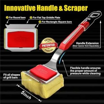 GRILLART Grill Brush Bristle Free. SteamWizards BBQ Replaceable Cleaning Head, Unique Seamless-Fit Scraper Tool for Cast Iron/Stainless-Steel Grates, Safe Barbecue Grill Cleaner-Red