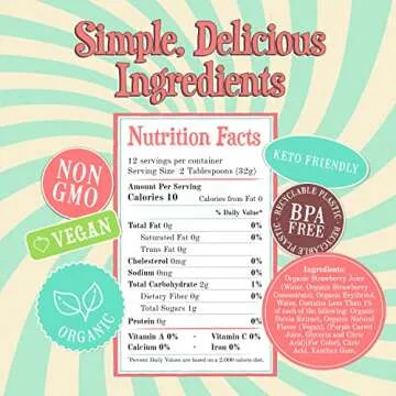 Wäbry Organic Strawberry Syrup No Added Sugar – 13.8oz (390g), Sweetened with Stevia & Erythritol, Natural Fruit Syrups for Drinks, Pancakes, Shaved Ice, Ice cream, Non-GMO, Dye-Free Snow Cone Syrup