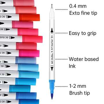 GC 100 Dual Tip Brush Pen Set for Art and Calligraphy