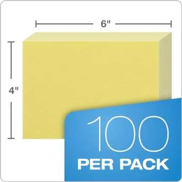 Buy Oxford Blank Color Index Cards, 4x6, Canary Yellow, 100 Pack