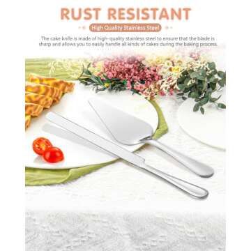 FTAKRY 13-Inch Premium Cake Cutting Set - Elegant Knife & Server for Weddings