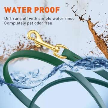 Viper K9 Biothane Working Dog Leash Waterproof Lead for Tracking Training Schutzhund Dog Sport & Search - Odor-Proof Long Line with Solid Brass Snap for Puppy Medium and Large 1/2" x 15ft Hunter Green