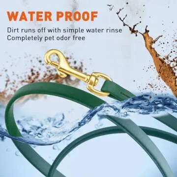 Viper K9 Biothane Working Dog Leash Waterproof Lead for Tracking Training Schutzhund Dog Sport & Search - Odor-Proof Long Line with Solid Brass Snap for Puppy Medium and Large 1/2" x 15ft Hunter Green