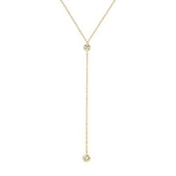 14k Gold Vermeil Y Lariat Necklace for Women