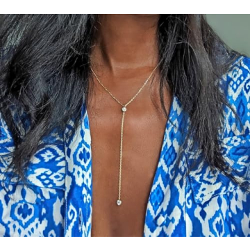 14k Gold Vermeil Y Lariat Necklace for Women