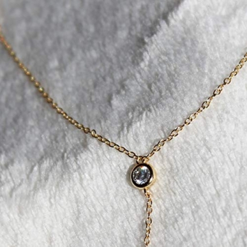 14k Gold Vermeil Y Lariat Necklace for Women