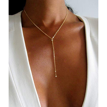14k Gold Vermeil Y Lariat Necklace for Women