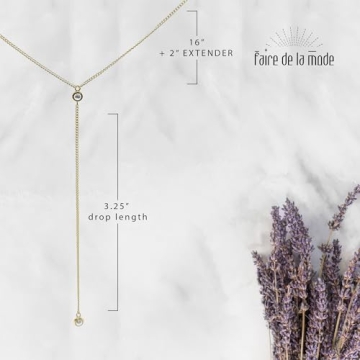 14k Gold Vermeil Y Lariat Necklace for Women