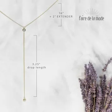 14k Gold Vermeil Y Lariat Necklace for Women