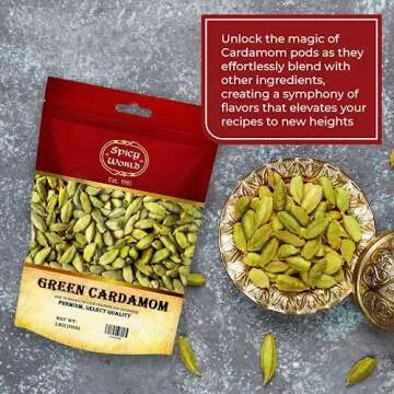 Spicy World Green Cardamom Pods 3.5 Oz - As Seen on Tik Tok - Premium Quality Whole Green Cardamom Pods | Vegan | Large | Aromatic Cardamon