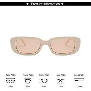 ZYApril Small Retro Square Sunglasses Women - UV 400 Vintage Rectangle driving, walking, traveling Glasses (off-white, 50)