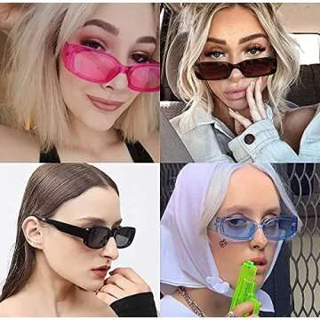 ZYApril Small Retro Square Sunglasses Women - UV 400 Vintage Rectangle driving, walking, traveling Glasses (off-white, 50)