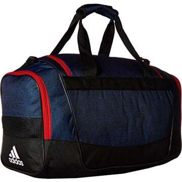 adidas Unisex Defender III Small Duffel Bag, Collegiate Royal Jersey/ Scarlet/ Black, Small