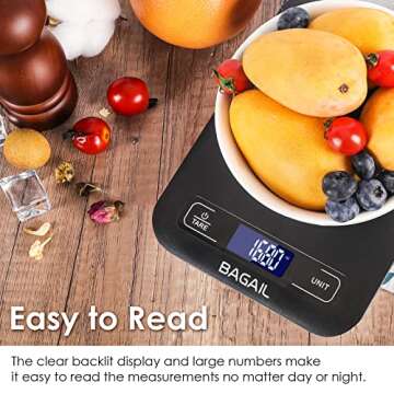BAGAIL BASICS Digital Kitchen Scale, Premium Food Scales Weight Grams and Oz for Baking and Cooking,...