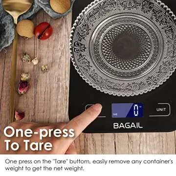 BAGAIL BASICS Digital Kitchen Scale, Premium Food Scales Weight Grams and Oz for Baking and Cooking, 11lb/5kg with 0.1oz/1g Precision Black