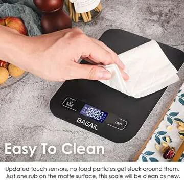 BAGAIL BASICS Digital Kitchen Scale, Premium Food Scales Weight Grams and Oz for Baking and Cooking, 11lb/5kg with 0.1oz/1g Precision Black