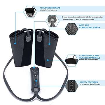 CINCOM Leg Massager for Circulation and Pain Relief, Air Compression Csalf Massager with 2 Modes 3 Intensities Helpful for RLS Edema and Muscles Relaxation Gifts - FSA HSA Eligible