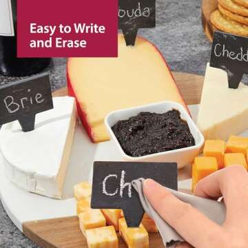 HIC Kitchen Slate Cheese Marker Set, Natural Slate, 7-Piece Set
