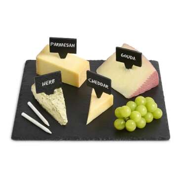 HIC Kitchen Slate Cheese Marker Set, Natural Slate, 7-Piece Set