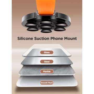 JOYROOM Magnetic Suction Cup Phone Mount, Silicone Suction Phone Case Grip Stand Holder for MagSafe, Hands-Free Mirror Shower Phone Holder Mount Fit iPhone 16 Pro Max, TikTok Creator|Videos|Selfies