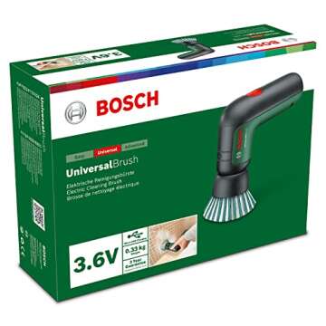 Bosch DIY 3.6V Cordless Cleaning Brush (Body, Hard Brush, Detail Brush, Pad Holder, Hard Polishing Bad, Soft Polishing Pat, Micro USB Cable Included) Brush Waterproof Function, Water Cleaning