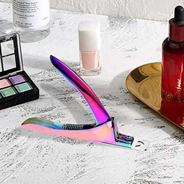 Professional Acrylic False Nail Clippers for Acrylic Nails Nail Tip Cutter Nail Manicure Tool (Rainb...