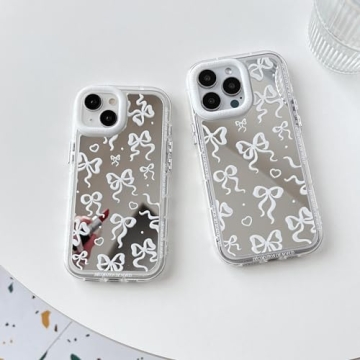 Stylish FLIRACON Heart Bow Mirror Case for iPhone 12 Pro Max