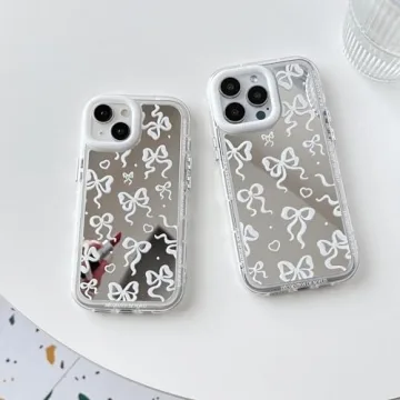 Stylish FLIRACON Heart Bow Mirror Case for iPhone 12 Pro Max