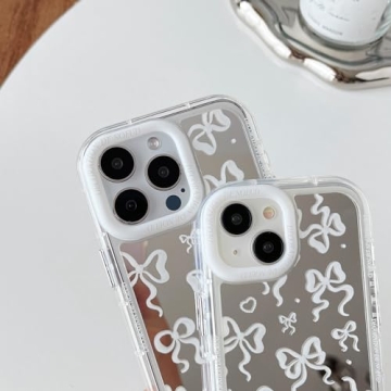 Stylish FLIRACON Heart Bow Mirror Case for iPhone 12 Pro Max