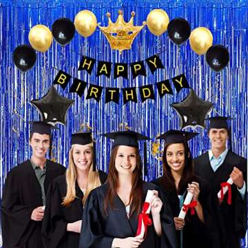 Foil Fringe Curtain 4th of July Decorations - Red Blue Metallic Tinsel Photo Booth Backdrop Party St...