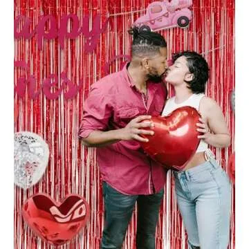 Foil Fringe Curtain 4th of July Decorations - Red Blue Metallic Tinsel Photo Booth Backdrop Party Steamers Curtains for Birthdays Christmas New Years Valentines Bachelorette Parties