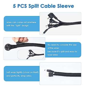 Cable Clips, Cable Organizer, Cord Management, Wire Management System, 10 Pieces, Self Adhesive for Your Wires, Charging and Mouse Cord Black Form Whellen