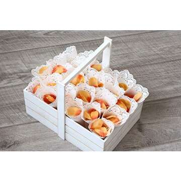 Teemico 50 Pcs Wedding Confetti Cones White Paper Tapers Hollow Print Cone for Party Petal Small Bouquet White Paper Cones for Candy Buffet