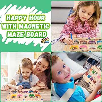 Winique Magnetic Color and Number Maze - Montessori Toys for 3 Years Old Boys Girls Wooden Magnet Board Puzzles, Fine Motor Skills Learning Toys Toddler Activities Counting Matching Games
