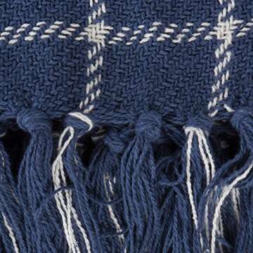 DII Transitional Checked Plaid Woven Throw, 50x60, French Blue
