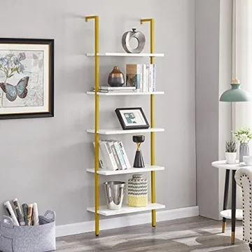 PRAISUN Ladder Shelf - Chic 5-Tier Wall-Mounted Bookshelf