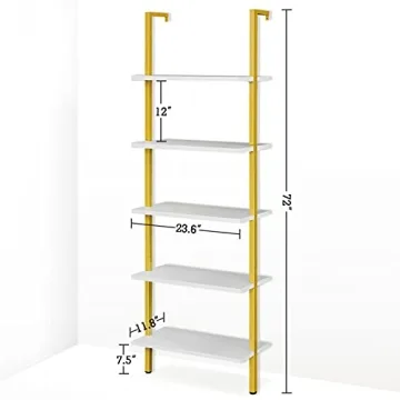 PRAISUN Ladder Shelf - Chic 5-Tier Wall-Mounted Bookshelf