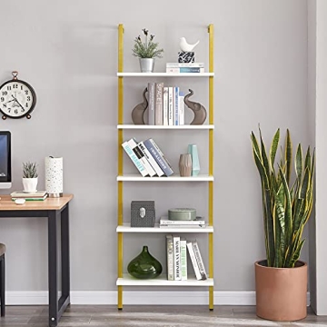PRAISUN Ladder Shelf - Chic 5-Tier Wall-Mounted Bookshelf