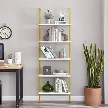 PRAISUN Ladder Shelf - Chic 5-Tier Wall-Mounted Bookshelf