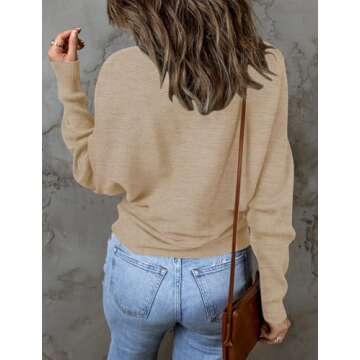 ZESICA Women's Turtleneck Batwing Pullover Sweater