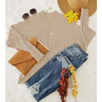 ZESICA Women's Turtleneck Batwing Pullover Sweater