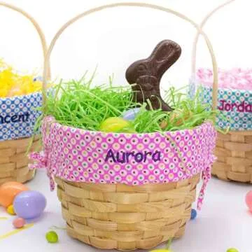 Personalized Colorful Dots Easter Basket (Pink)